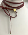 COLLANA LACCIO SCAMOSCIATO MATTONE CON CIONDOLO CUORE BAGNATO IN ORO